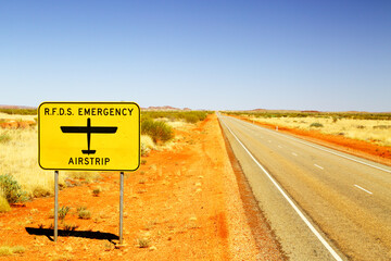 Royal Flying Doctor Service emergency airstrip on highway