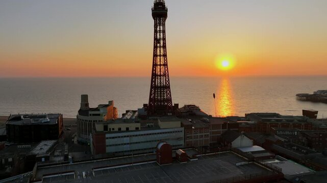 The Blackpool Tower and North pier at sunset 