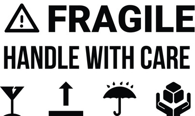 Fragile sticker safety packaging icon
