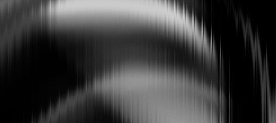 Fluted corrugated glossy ribbed glass effect texture. Black and white liquid color. Smeared blurred distortion grainy dust background. Banner. For digital design, web visuals, branding projects. © djjeep_design