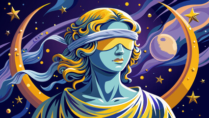 very Beautiful A statue of Clotheis, blindfolded by lunar veils, hearing only the whispers of stars