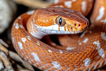 Obraz premium Intimate Portrait of Venomous Rattlesnake: Perilous Moment Captured