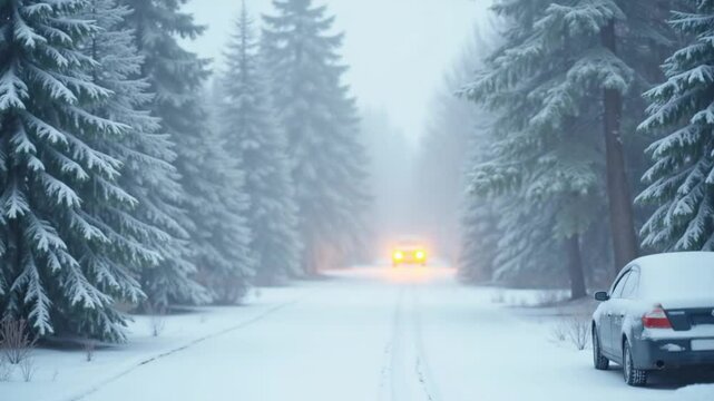 4K White snow falling