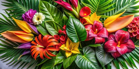 Tropical Flowers Clipart, Monstera Leaves, Floral Graphics, Botanical Illustration, Summer Flowers,  Floral Design Elements,  High-Resolution Images