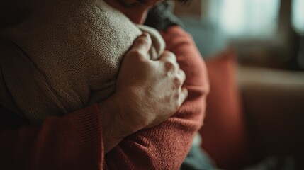 Serene Woman Cuddling Teddy Bear