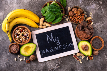 Products containing natural magnesium Mg