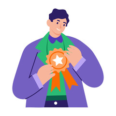 A flat style illustration showing a winner