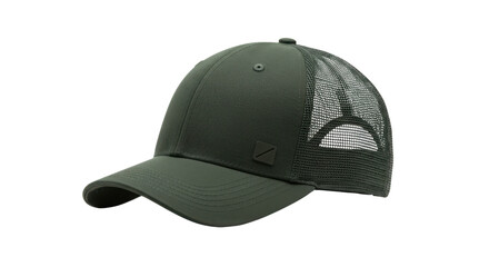 Dark green baseball cap with mesh isolated PNG with Transparent Background