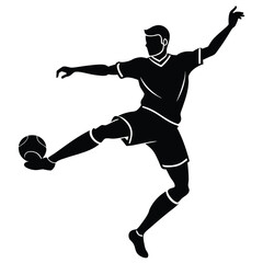 Athlete Kicking Ball in Air Clipart