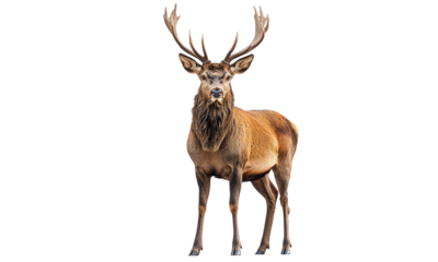 Deer stag with antlers  isolated on transparent white background, clipping path ,png