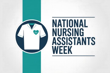 National nursing assistants week graphic with scrub top and heart rate symbol design