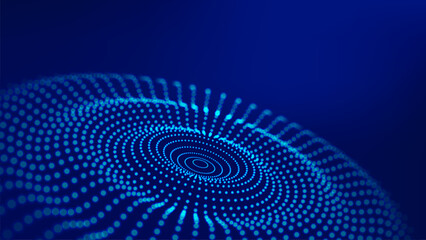 Abstract vector wave with interweaving lines and dots. Digital technologies - big data research.