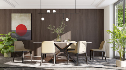 Large luxury modern bright interiors Living room mockup illustration 3D rendering image