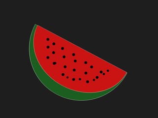 slice of watermelon on black background