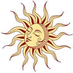 Smiling sun face celestial design element graphic