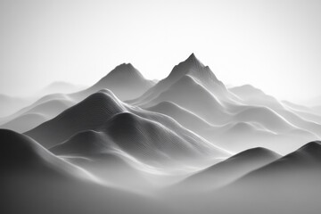 Misty mountain range, monochrome