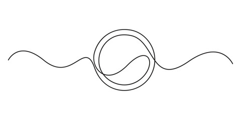 One line circle stroke, Hand drawn circle frame on white background. Single line drawing vector illustration, Continuous one line drawing of scribble black circle. Round frame vector illustration