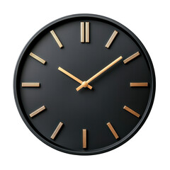Elegant modern wall clock with gold accents on a Transparent background for stylish home decor, Modern Wall Clock Isolated on PNG background