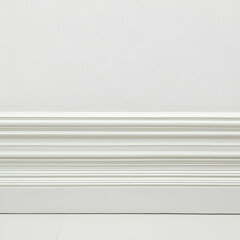 Obraz premium White wall baseboard detail, clean interior, minimalist design, home renovation background