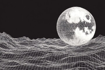 Abstract Wireframe Moon