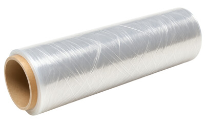 Food wrap roll made of plastic film for preservation. transparent background.