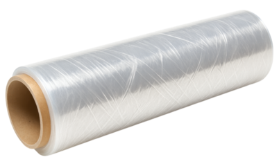 Food wrap roll made of plastic film for preservation. transparent background.