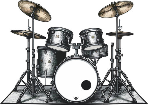 Drummer Playing Silhouette and vector