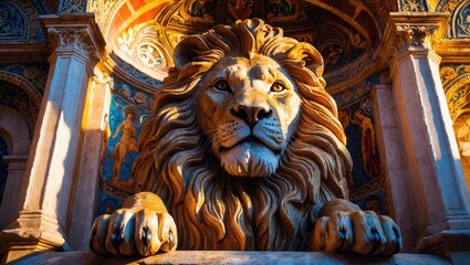 Obraz premium Lion Wall Mosaic in Capella Palatina