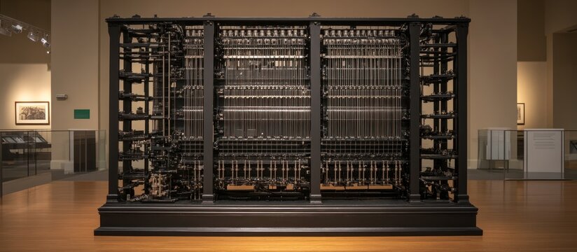 Charles Babbage's Difference Engine No. 2 replica in a museum exhibition space