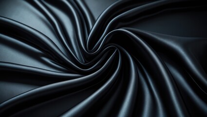 Obraz premium Silk fabric featuring black nacre wave design. Horizontal abstract texture background offering empty space.