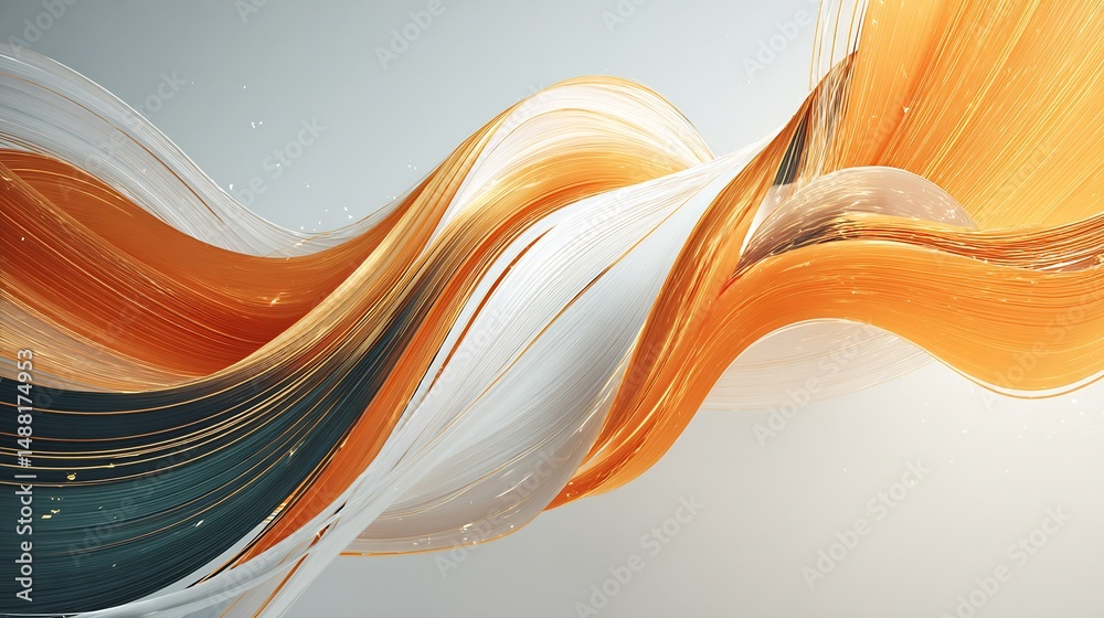 Poster dynamic flow of blended gradient ribbons creating an abstract movement