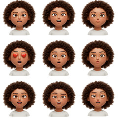 Cartoon character expressions set with diverse emotions