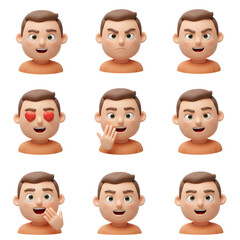 Cartoon character faces set with various expressions