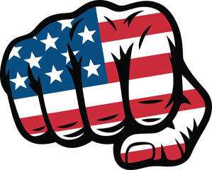 USA Flag Punch Fist Icon. American Patriotic Fist Clipart