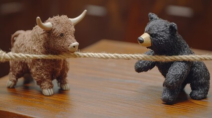 Bull and Bear Tug-of-War: A Symbolic Showdown of Market Forces