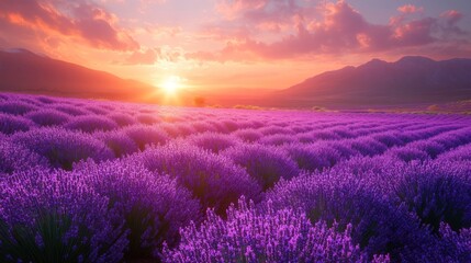 Lavender field at sunset
