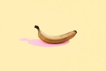 Surreal banana with pink shadow casting