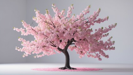 Fototapeta premium Isolated Pink trumpet tree set on a white field