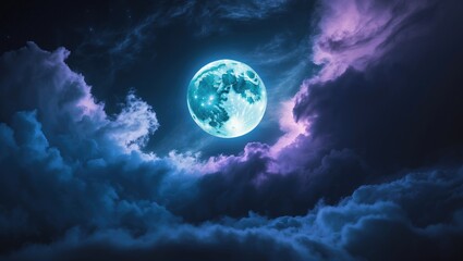 Fototapeta premium Stunning Night Sky and Clouds Featuring a Beautiful Moon