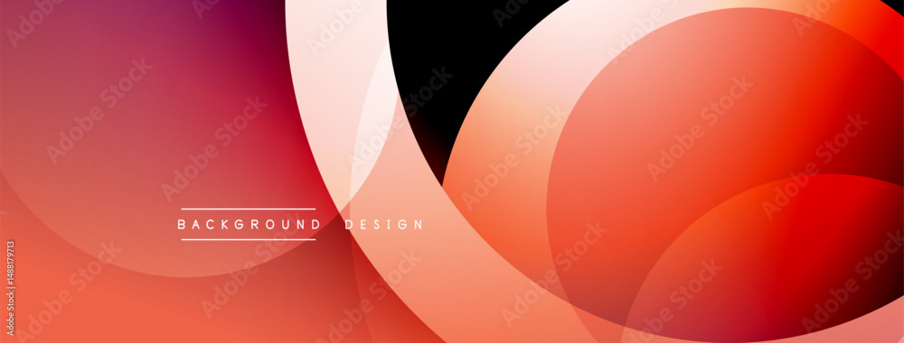 Aufkleber abstract background features overlapping circles, gradients. red, orange hues dominate design. text 