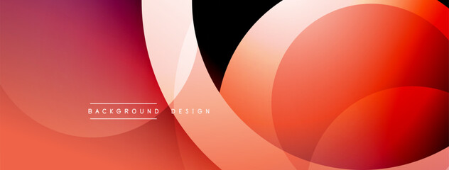 Abstract background features overlapping circles, gradients. Red, orange hues dominate design. Text reads background design. Minimalist aesthetic.