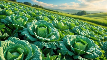 Agricultural land cultivated with cabbage