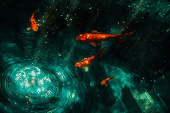 Sumerian mythology dreamscape of Enki's water temple glowing primordial wisdom and starlit fish