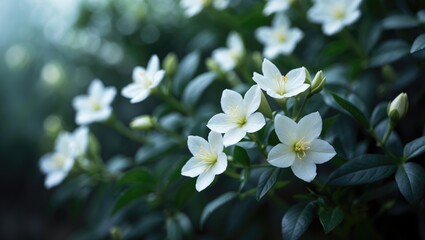 Fototapeta premium FOCUSED OBJECT OF LUSH JASMINE FLOWER