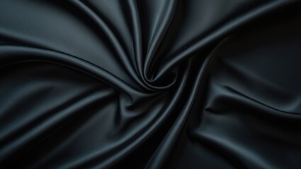 Obraz premium Abstract luxury black fabric with wavy folds of textured silk satin background