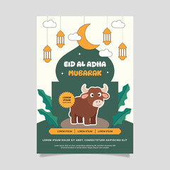 Eid Al Adha Mubarak Illustration Flyer Design Template