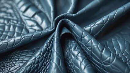 Obraz premium Textured background of crumpled leather in bluish-gray