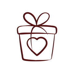 Minimalist Clean Gift Box with Heart Vector Design.