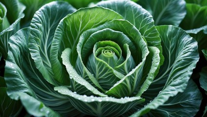 Obraz premium Creative farm background featuring fresh white cabbage for healthy eating