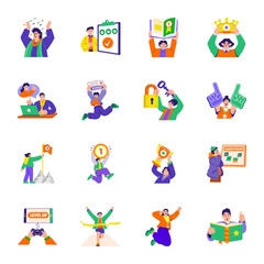 Fototapeta premium Collection of Career and Goals Flat Style Illustrations